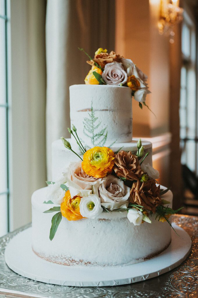 Beautiful three tiered wedding cake
