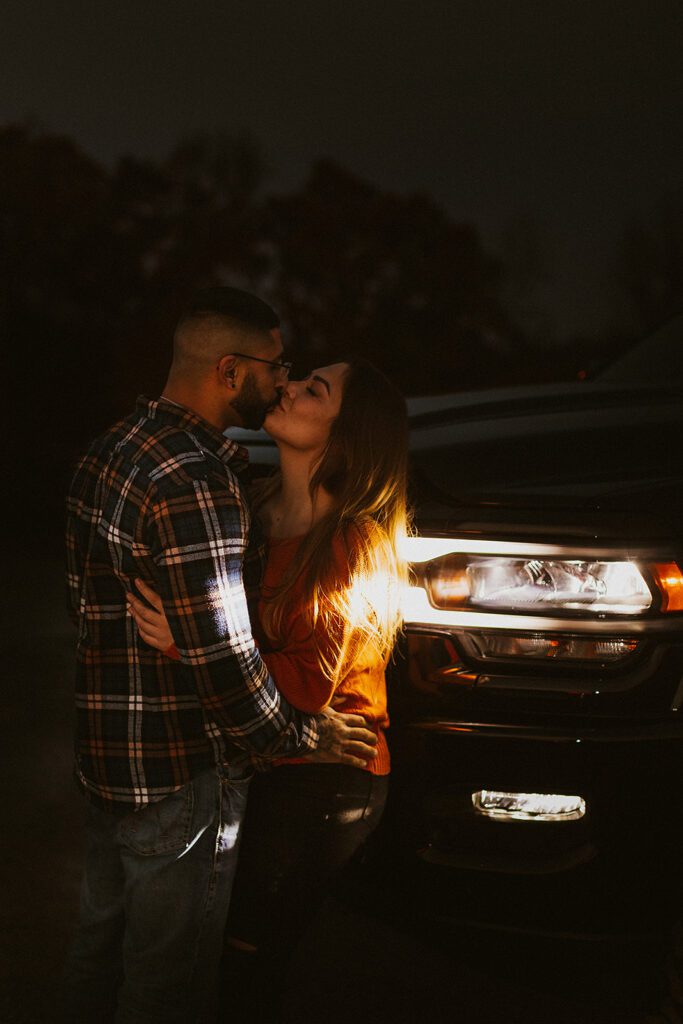 candid nighttime engagement photos in Pennsylvania