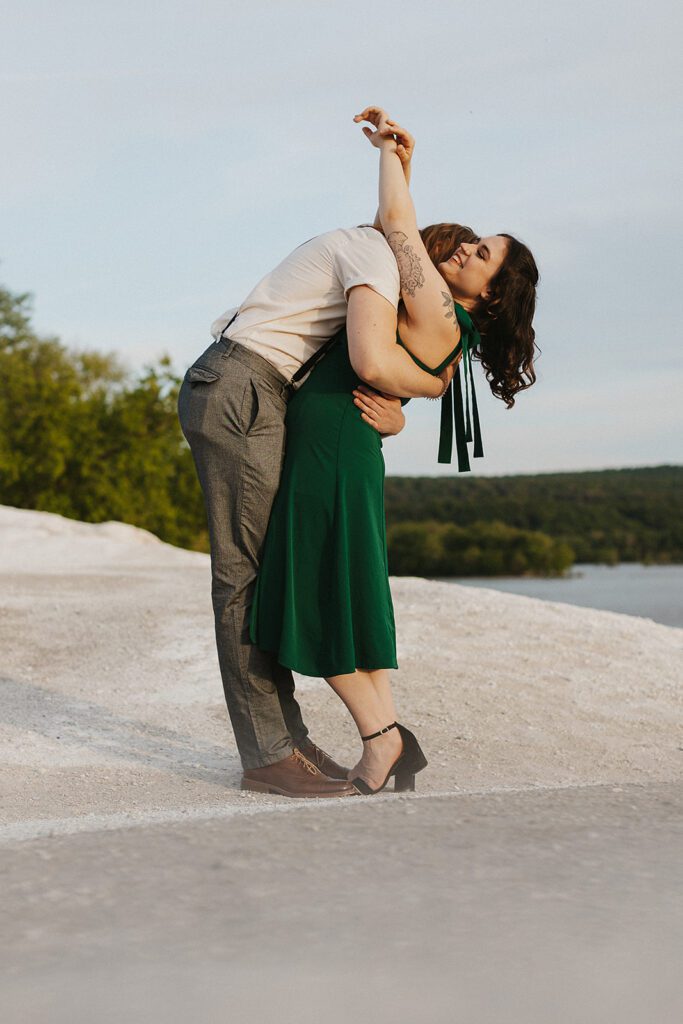 Sweet engagement photo at the White Cliffs of Conoy