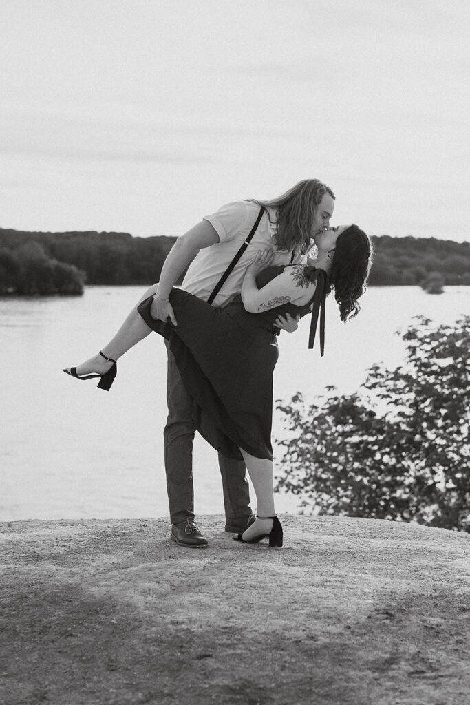 Black and white Cliffs of Conoy Engagement Photos