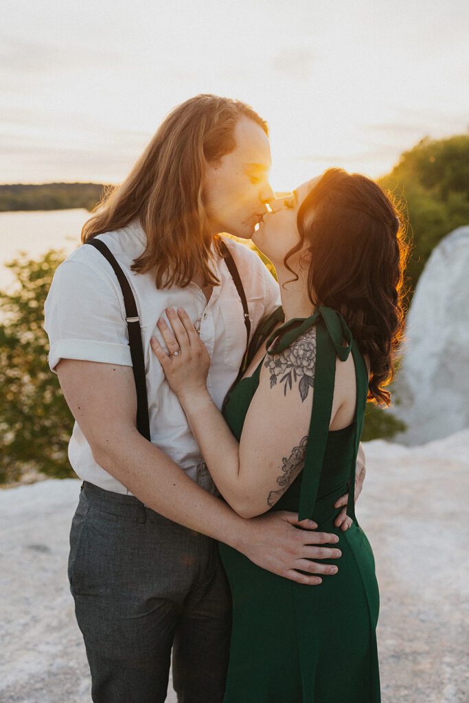 Golden hour engagement photos at the White Cliffs of Conoy