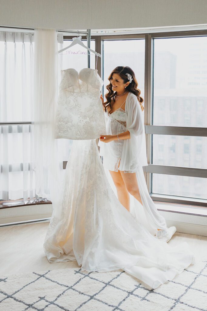 Bride and her wedding dress