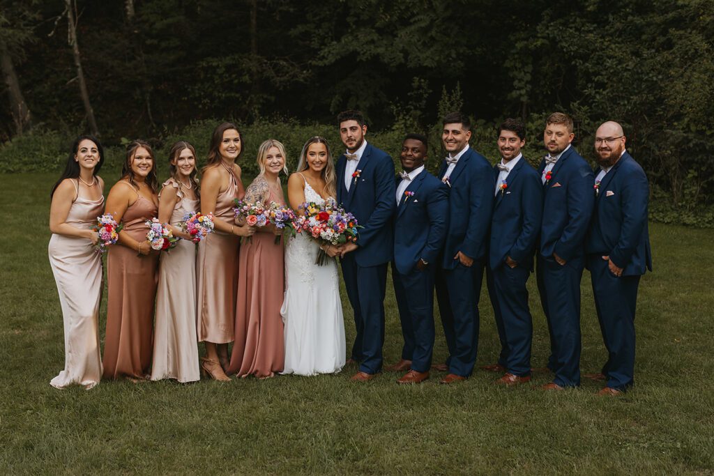 Wedding couple and their wedding party 