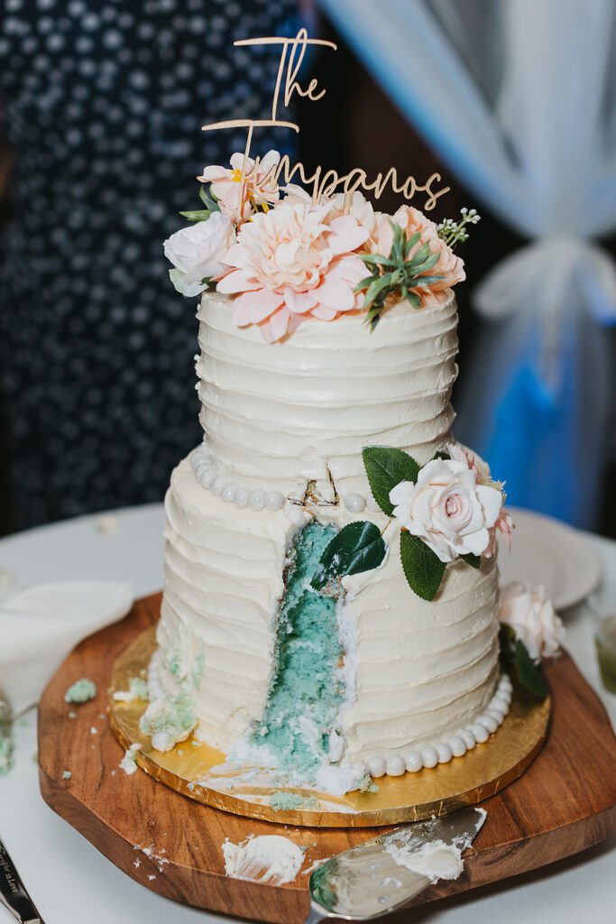Gender reveal wedding cake