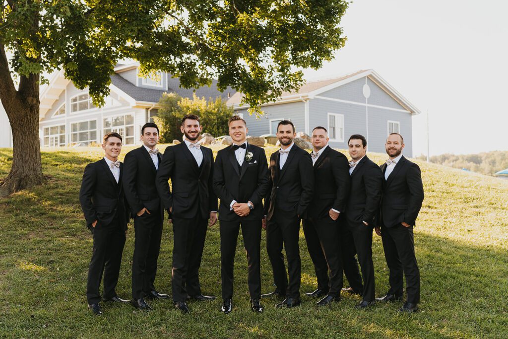 Elegant groom and groomsmen