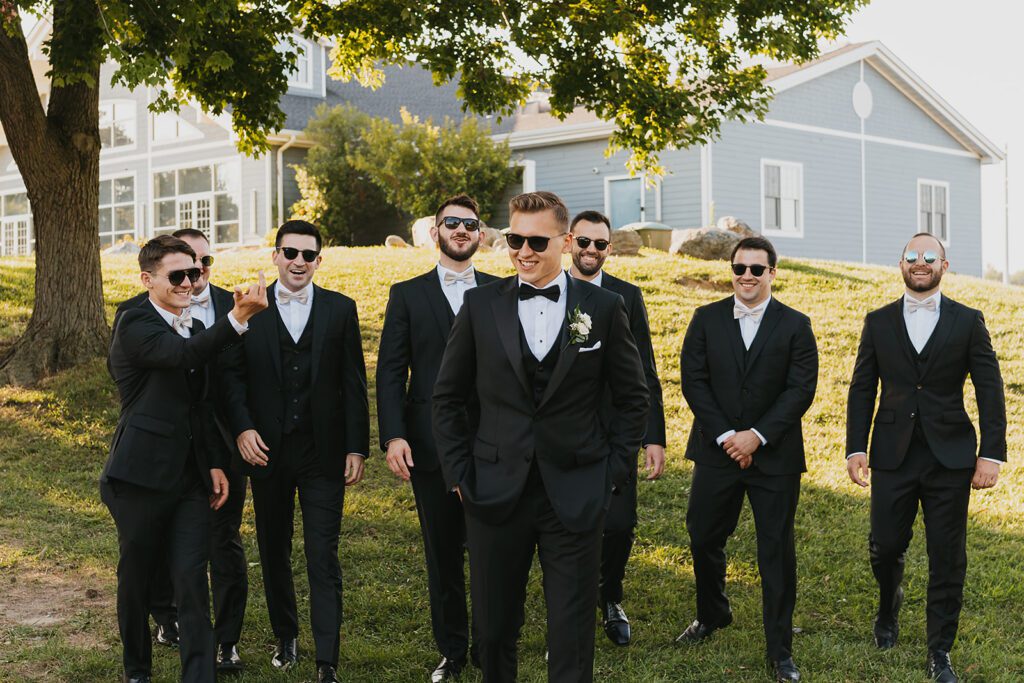 Elegant groom and groomsmen