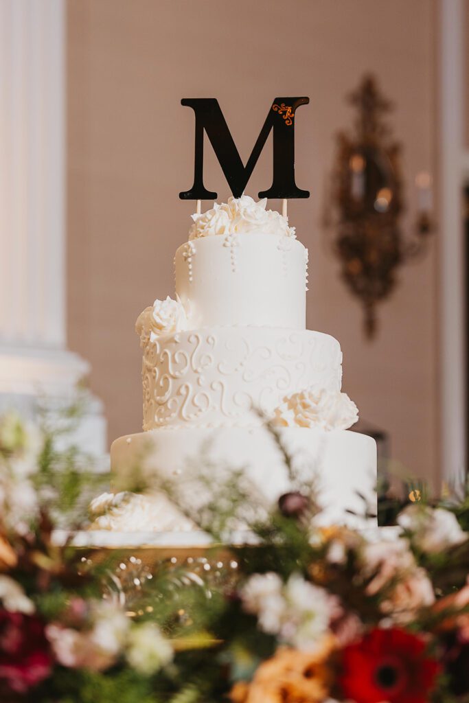 elegant and classic three tiered wedding cake
