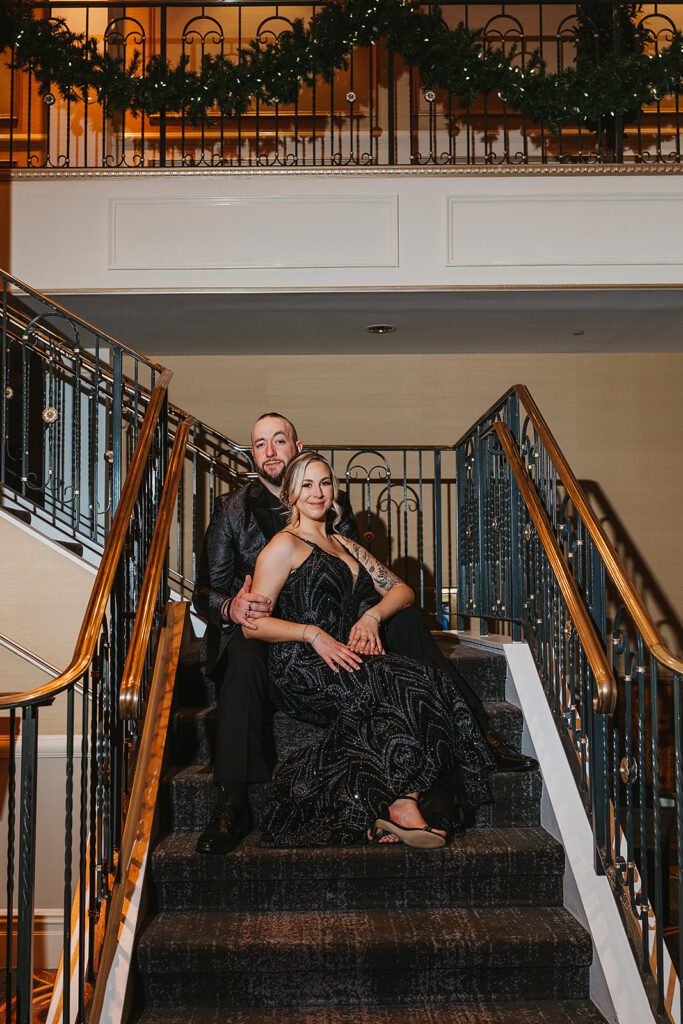 indoor bride and groom portraits in an elegant reception call