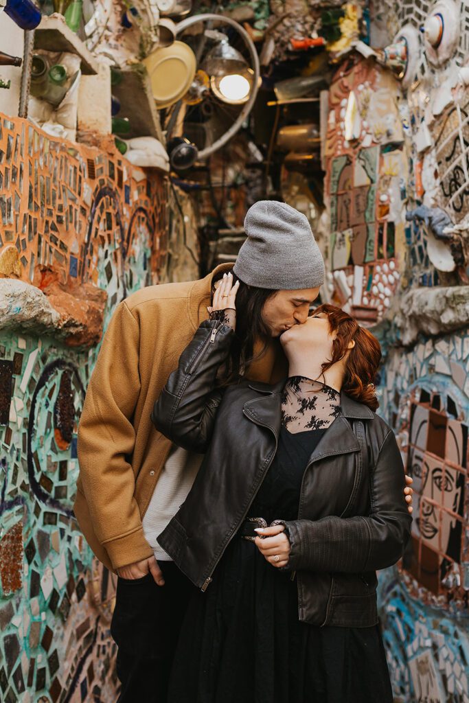 playful and candid engagement photos in magic gardens PA