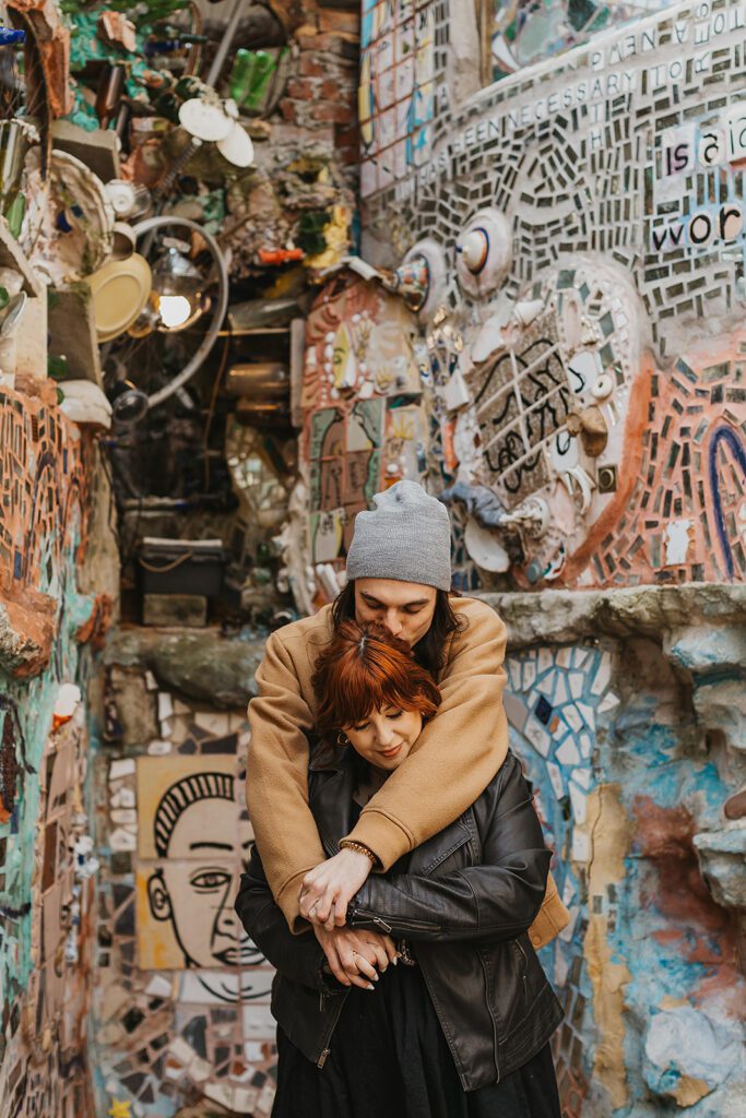 playful and candid engagement photos in magic gardens PA