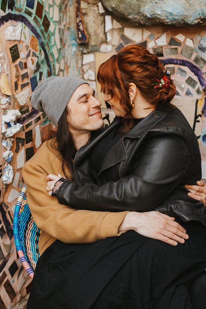 playful and candid engagement photos in magic gardens PA