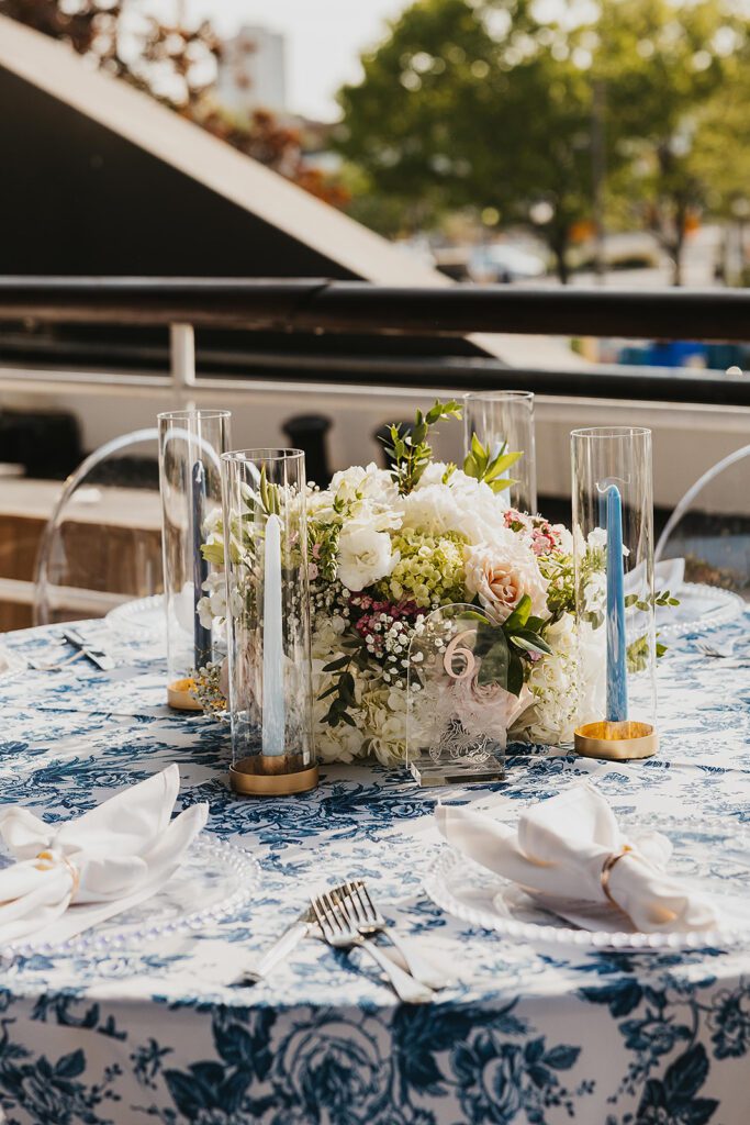 boat wedding reception set up in Moshulu