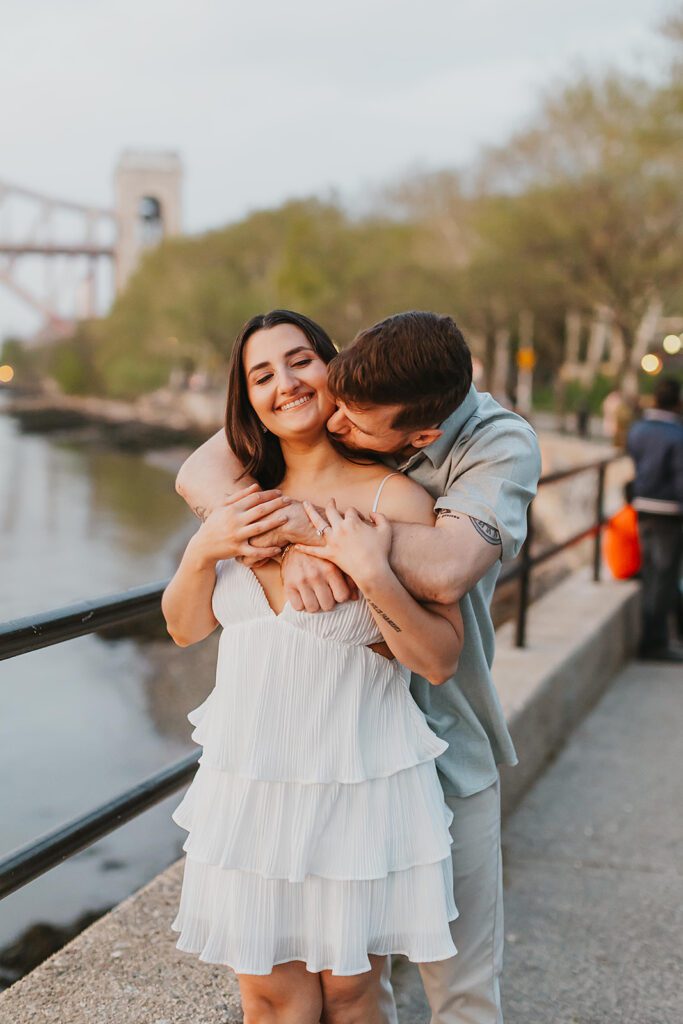 playful and candid couple during their nyc engagement photos