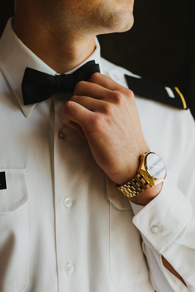 Military groom getting ready photos