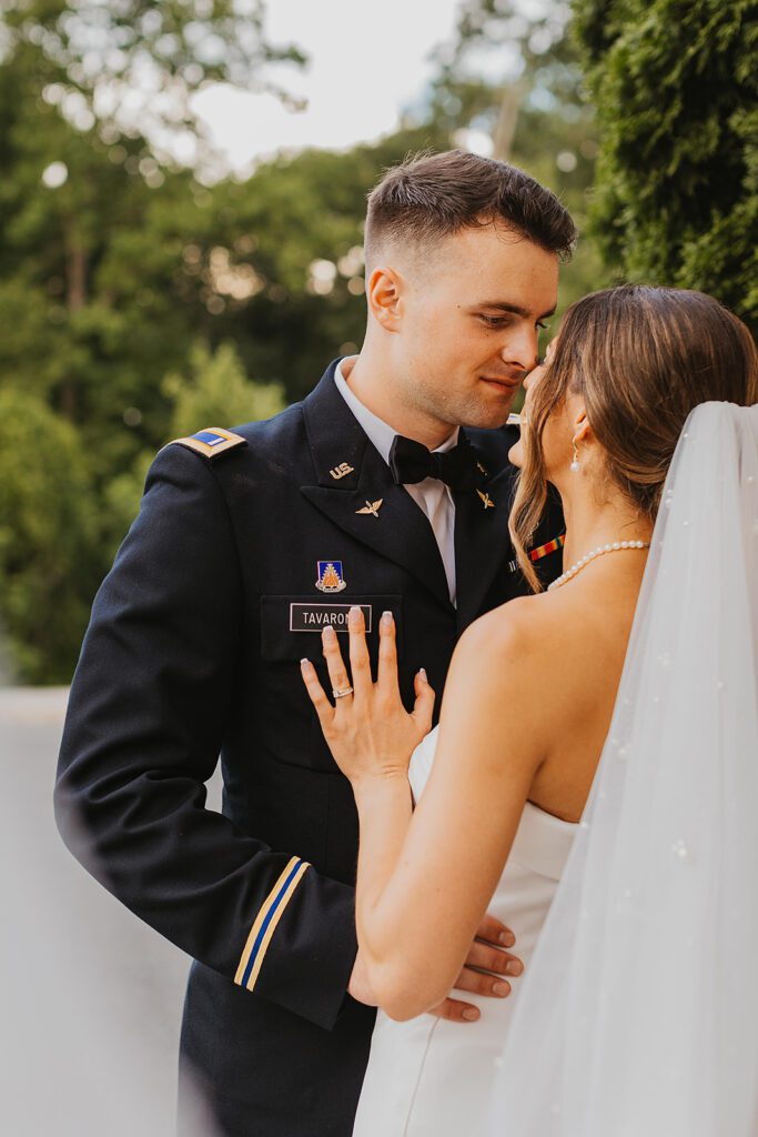 candid and playful bride and groom portraits during their Stroudsmoor Country Inn wedding